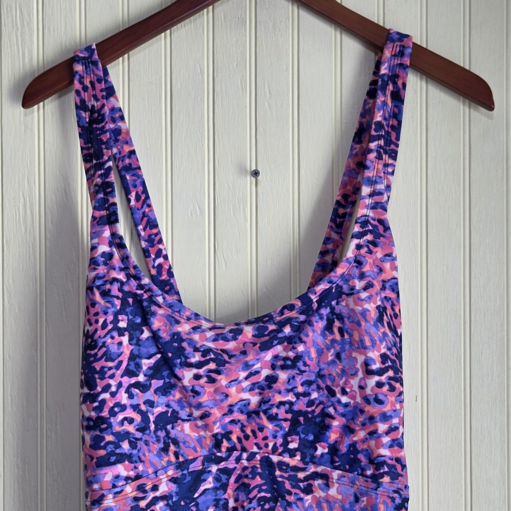 Moxi Blu Tankini Swim Top Womens 3X Multicolor Animal Print Wide Strap Lined